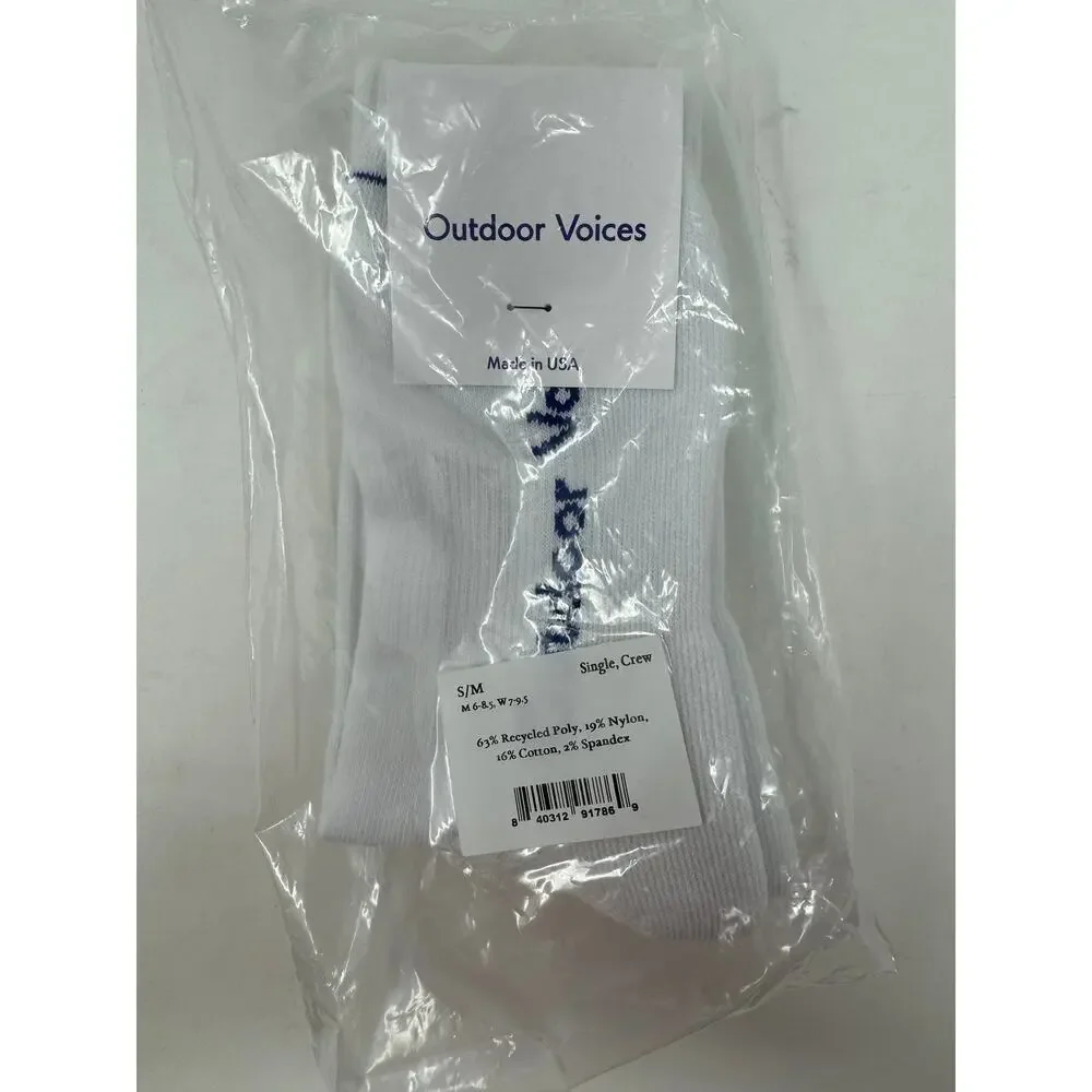 Outdoor Voices Graphic Crew Socks White Ying‎ Yang Size S M Women 7-9.5 Athletic